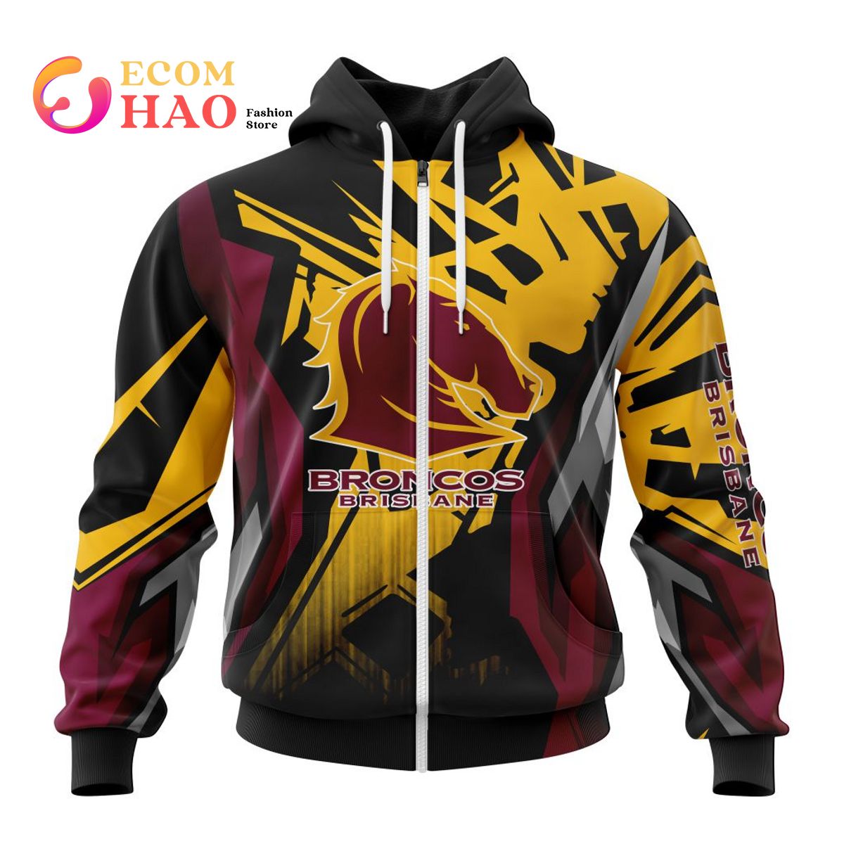 NRL Brisbane Broncos Specialized Design With MotoCross Syle 3D Hoodie