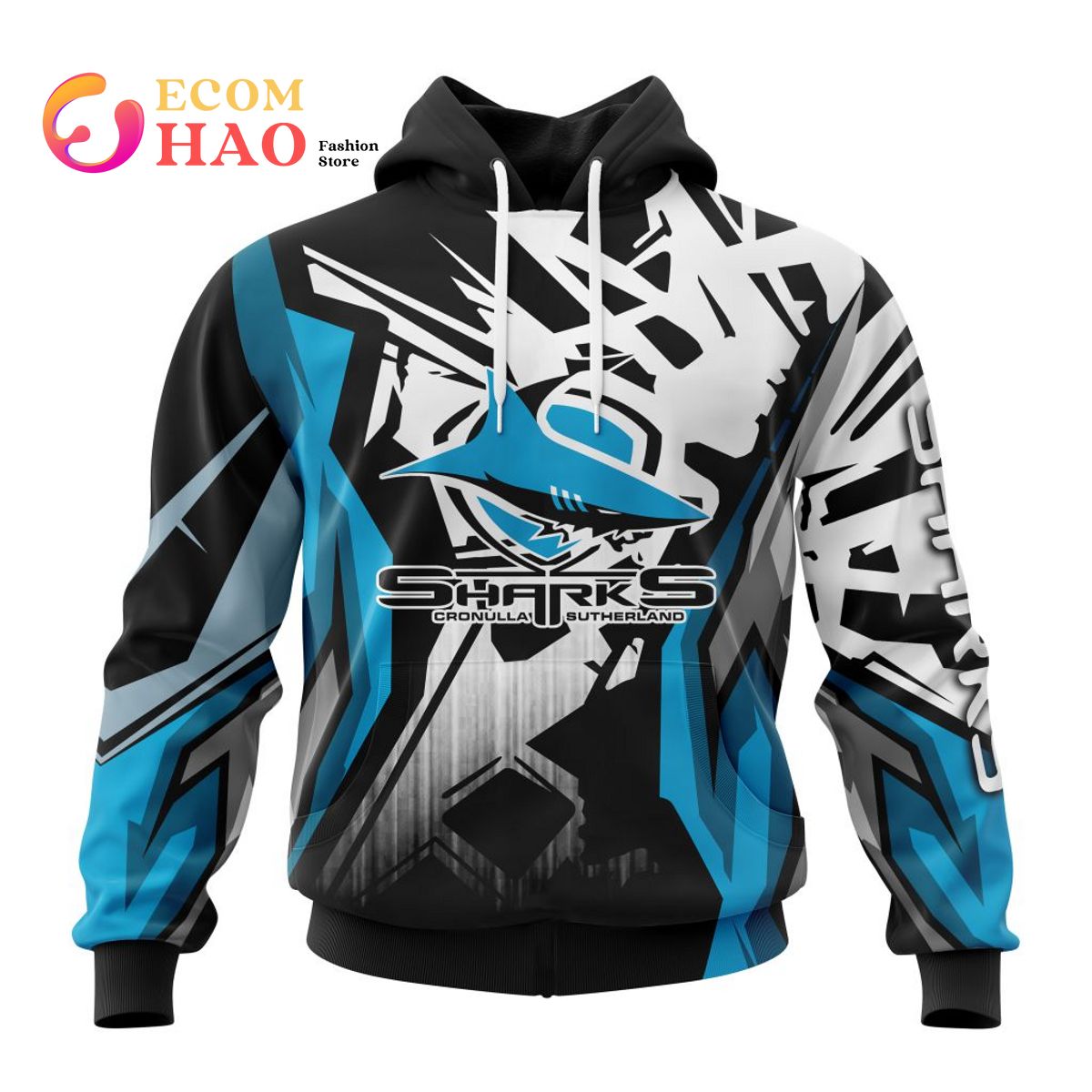 NRL Cronulla-Sutherland Sharks Specialized Design With MotoCross Syle 3D Hoodie