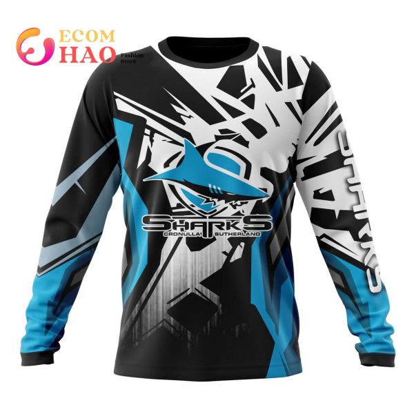NRL Cronulla-Sutherland Sharks Specialized Design With MotoCross Syle 3D Hoodie