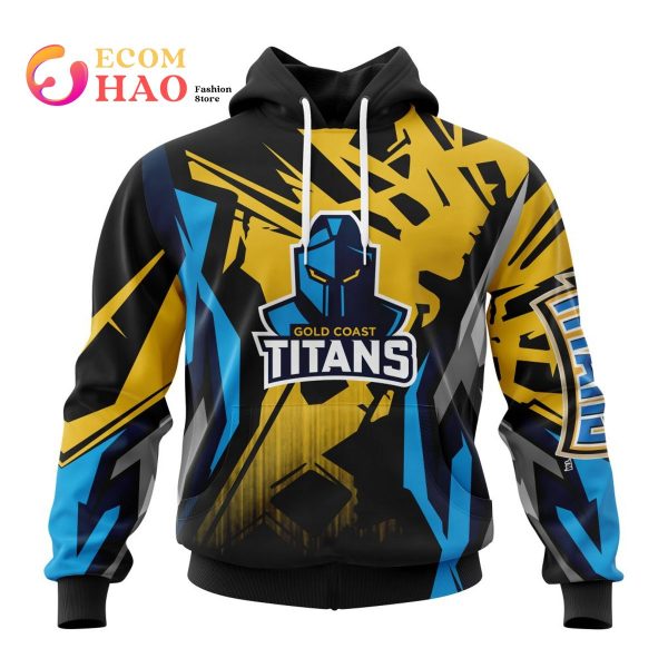 NRL Gold Coast Titans Specialized Design With MotoCross Syle 3D Hoodie