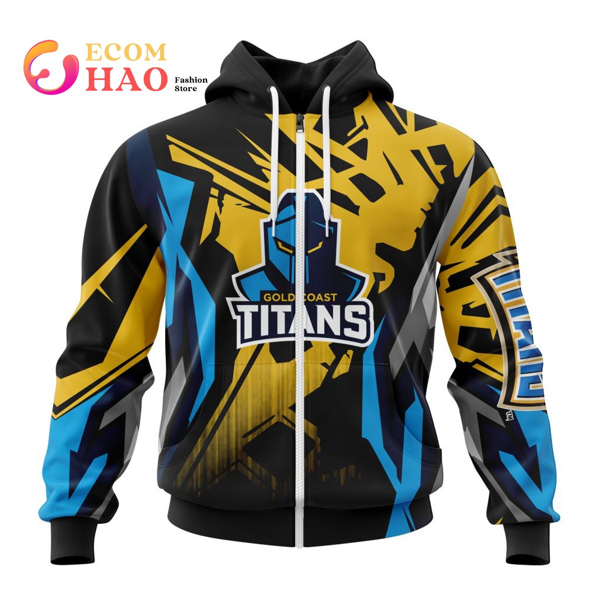 NRL Gold Coast Titans Specialized Design With MotoCross Syle 3D Hoodie