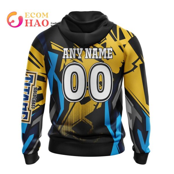 NRL Gold Coast Titans Specialized Design With MotoCross Syle 3D Hoodie