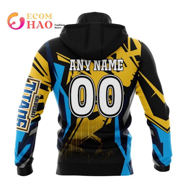 NRL Gold Coast Titans Specialized Design With MotoCross Syle 3D Hoodie