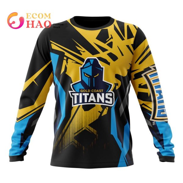 NRL Gold Coast Titans Specialized Design With MotoCross Syle 3D Hoodie