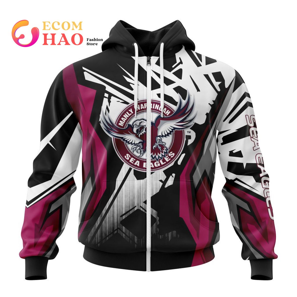 NRL Manly Warringah Sea Eagles Specialized Design With MotoCross Syle 3D Hoodie