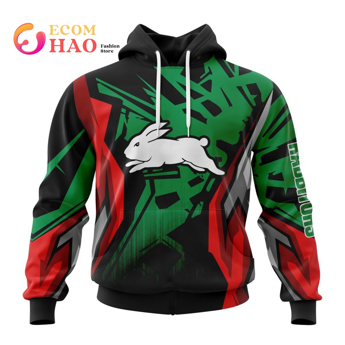 NRL South Sydney Rabbitohs Specialized Design With MotoCross Syle 3D Hoodie