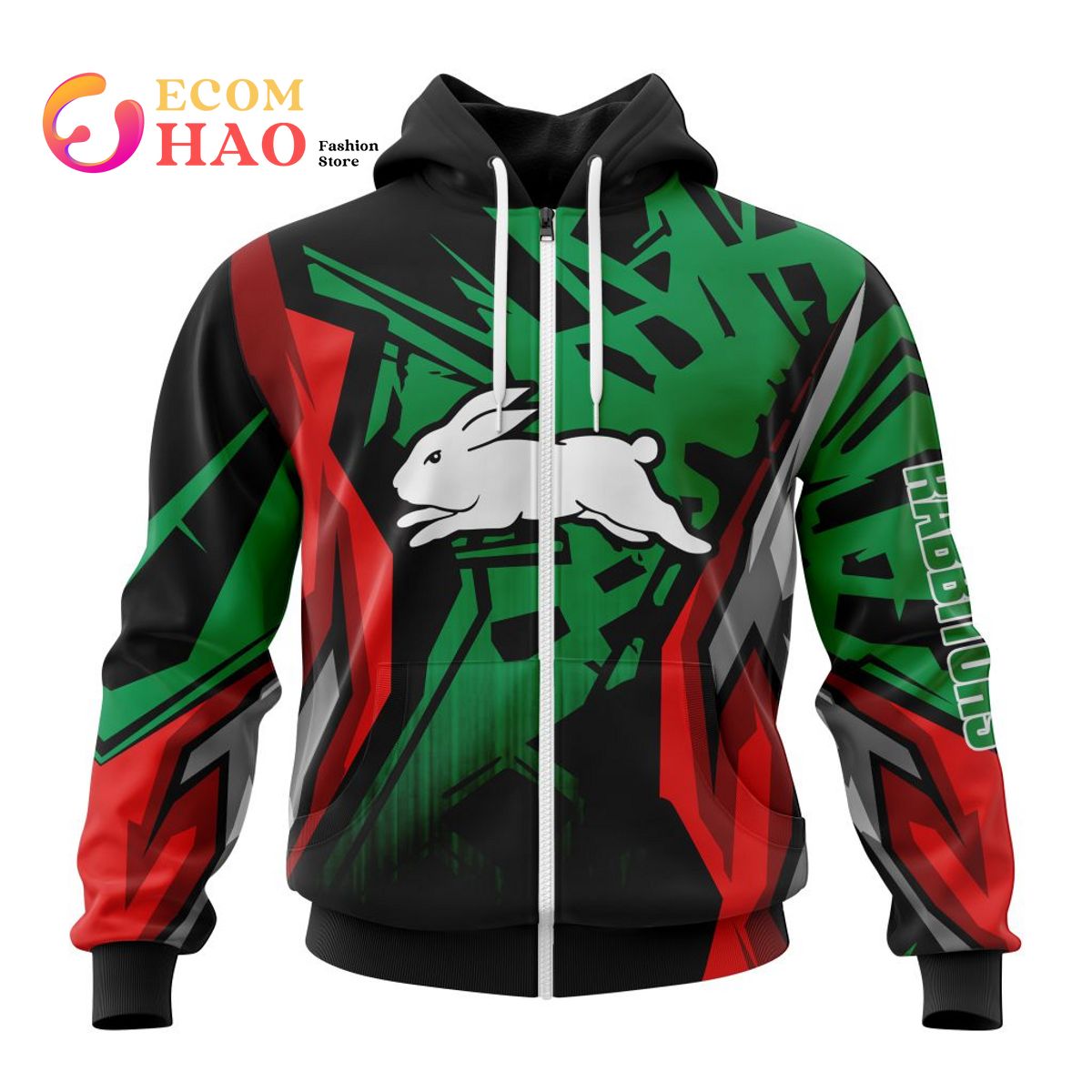 NRL South Sydney Rabbitohs Specialized Design With MotoCross Syle 3D Hoodie