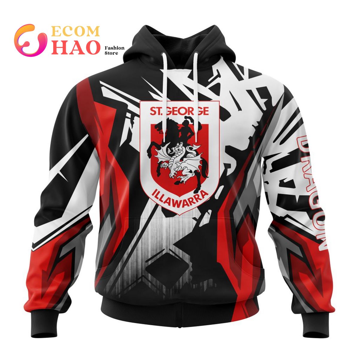 NRL St. George Illawarra Dragons Specialized Design With MotoCross Syle 3D Hoodie