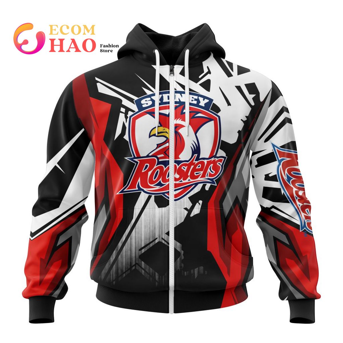 NRL Sydney Roosters Specialized Design With MotoCross Syle 3D Hoodie