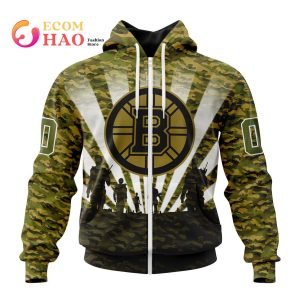 NHL Boston Bruins Special Military Camo Kits For Veterans Day And Rememberance Day 3D Hoodie