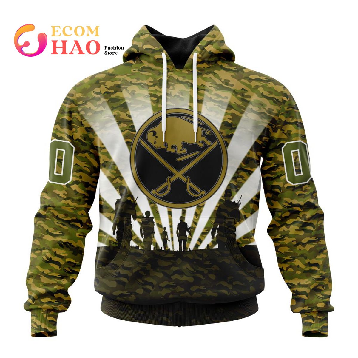 NHL Buffalo Sabres Special Military Camo Kits For Veterans Day And Rememberance Day 3D Hoodie