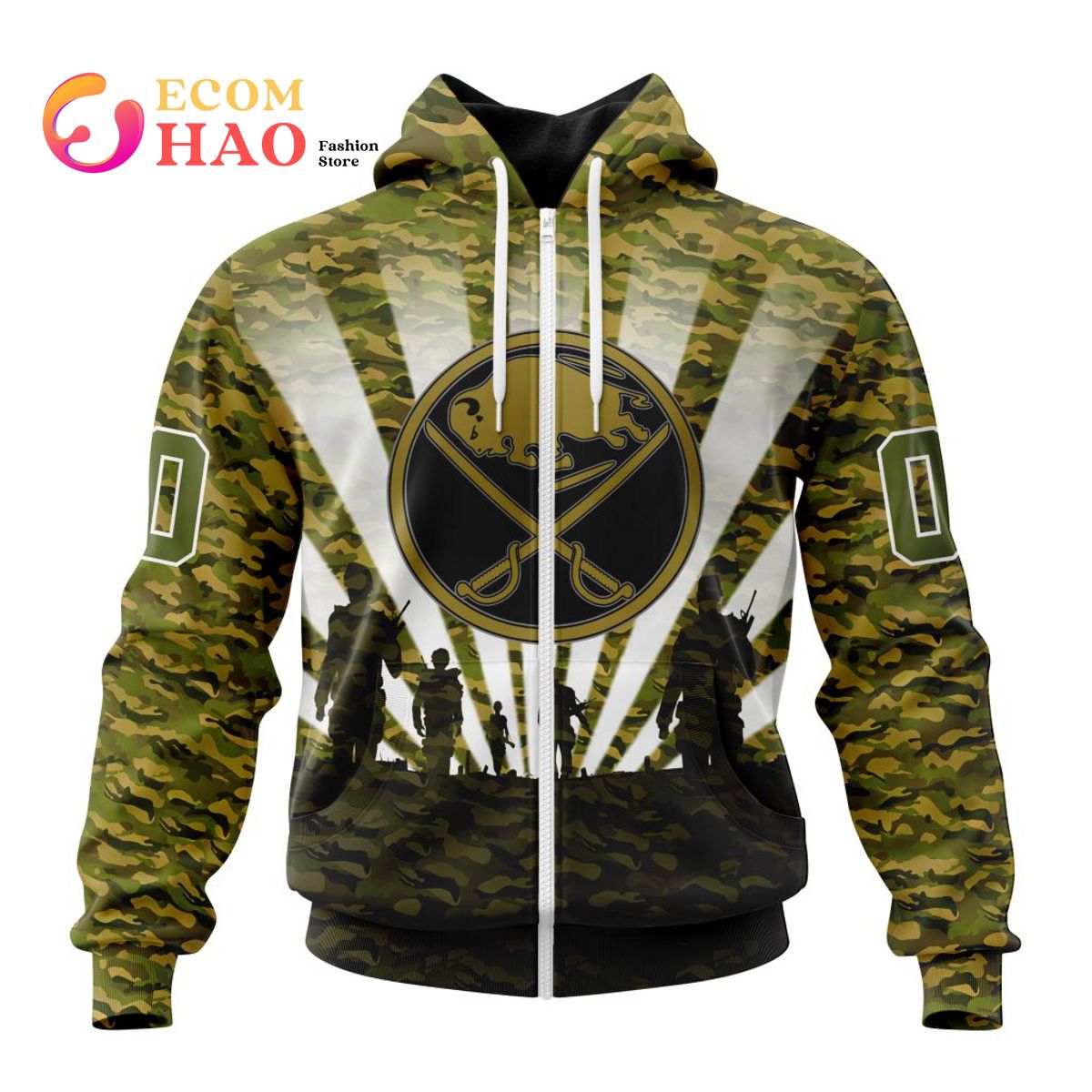 NHL Buffalo Sabres Special Military Camo Kits For Veterans Day And Rememberance Day 3D Hoodie