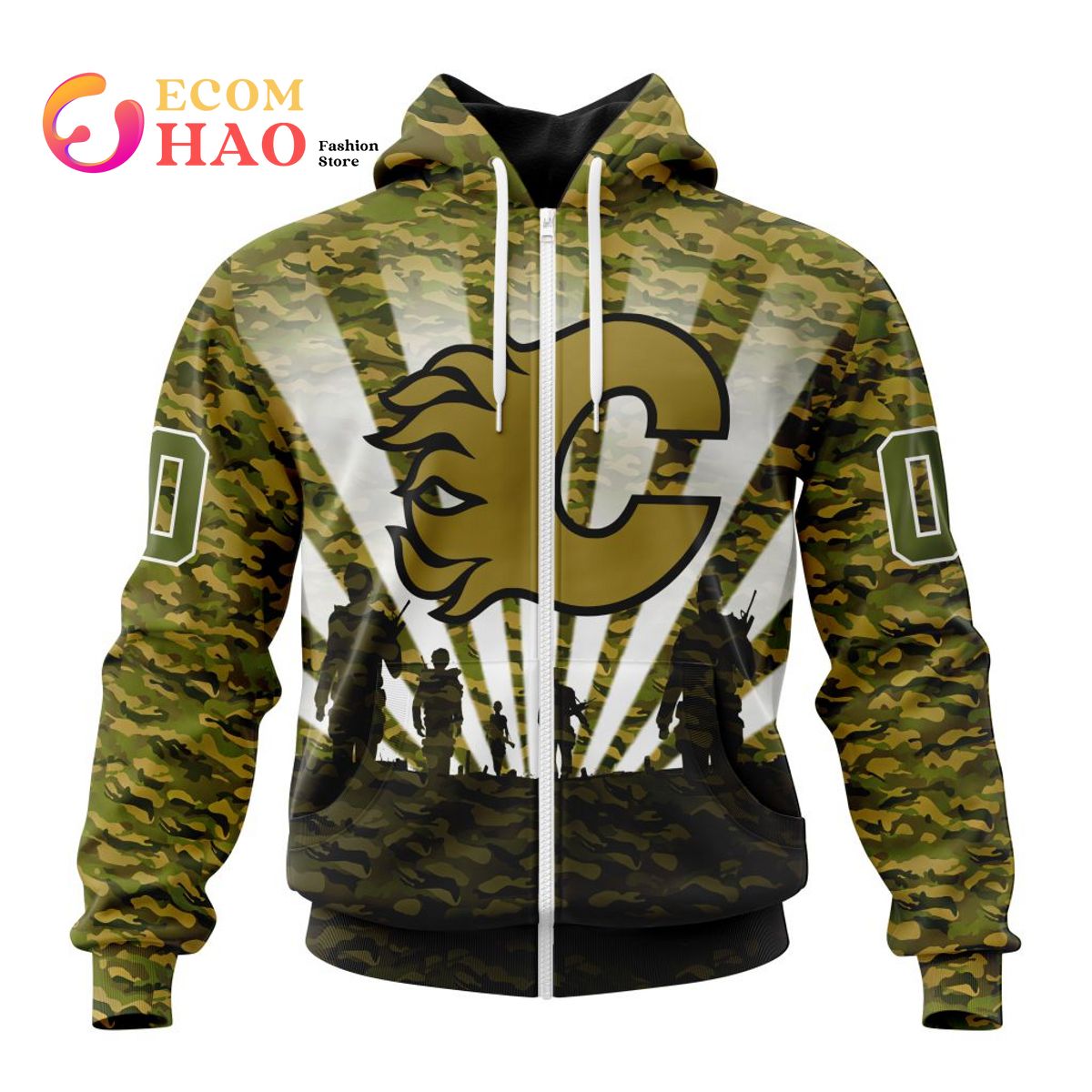 NHL Calgary Flames Special Military Camo Kits For Veterans Day And Rememberance Day 3D Hoodie