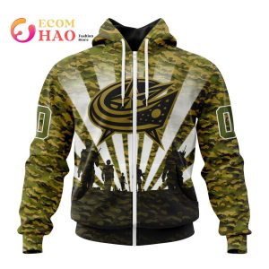 NHL Columbus Blue Jackets Special Military Camo Kits For Veterans Day And Rememberance Day 3D Hoodie