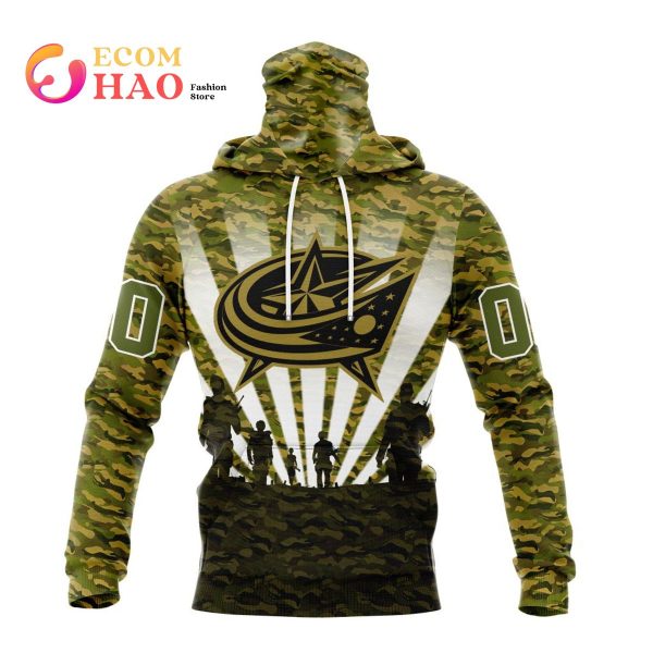 NHL Columbus Blue Jackets Special Military Camo Kits For Veterans Day And Rememberance Day 3D Hoodie