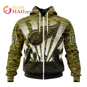 NHL Detroit Red Wings Special Military Camo Kits For Veterans Day And Rememberance Day 3D Hoodie