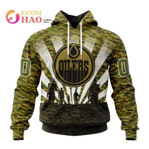 NHL Edmonton Oilers Special Military Camo Kits For Veterans Day And Rememberance Day 3D Hoodie