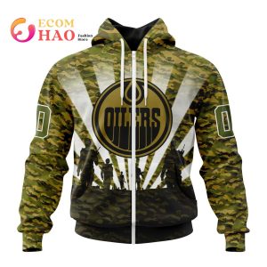 NHL Edmonton Oilers Special Military Camo Kits For Veterans Day And Rememberance Day 3D Hoodie