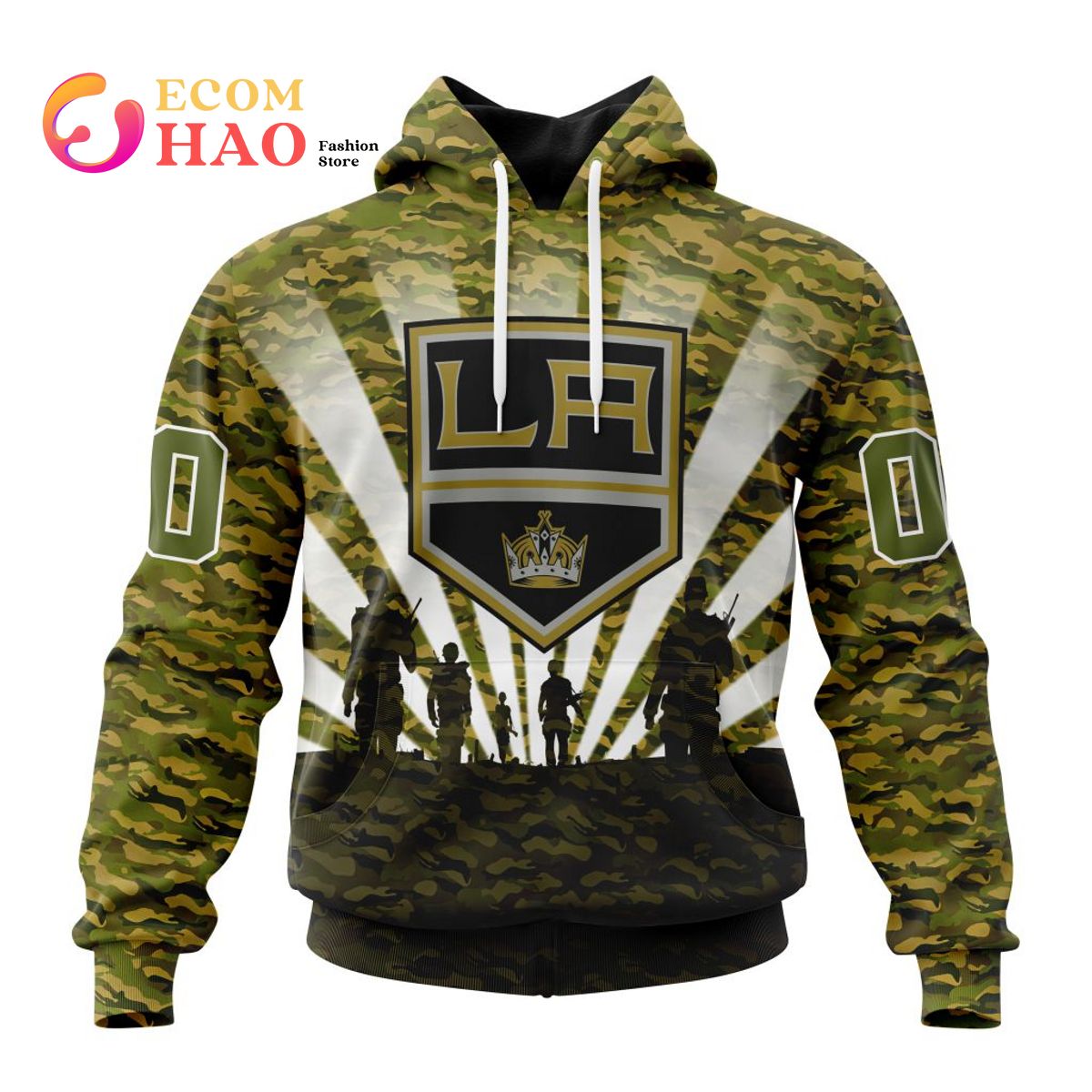 NHL Los Angeles Kings Special Military Camo Kits For Veterans Day And Rememberance Day 3D Hoodie