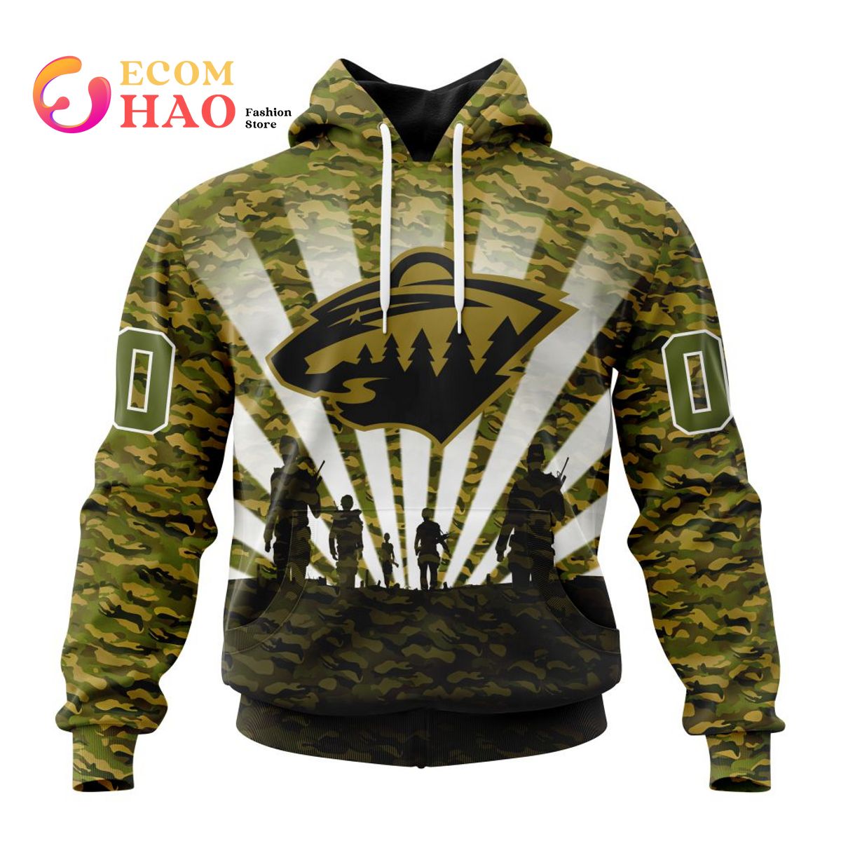 NHL Minnesota Wild Special Military Camo Kits For Veterans Day And Rememberance Day 3D Hoodie