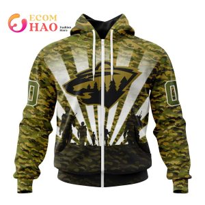 NHL Minnesota Wild Special Military Camo Kits For Veterans Day And Rememberance Day 3D Hoodie
