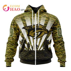 NHL Nashville Predators Special Military Camo Kits For Veterans Day And Rememberance Day 3D Hoodie