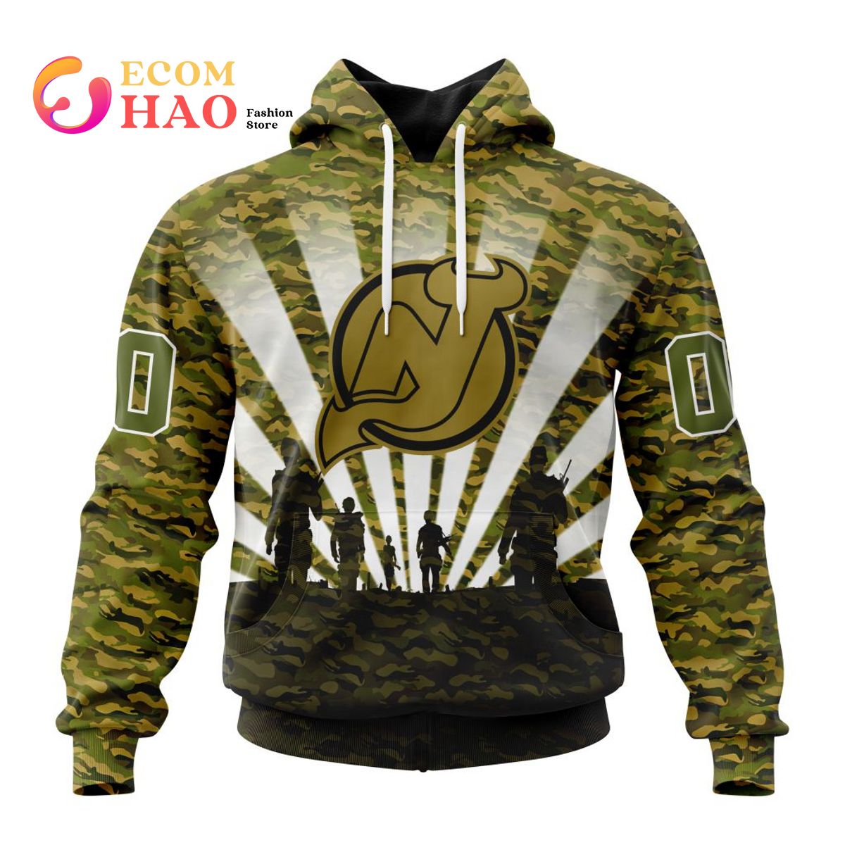 NHL New Jersey Devils Special Military Camo Kits For Veterans Day And Rememberance Day 3D Hoodie