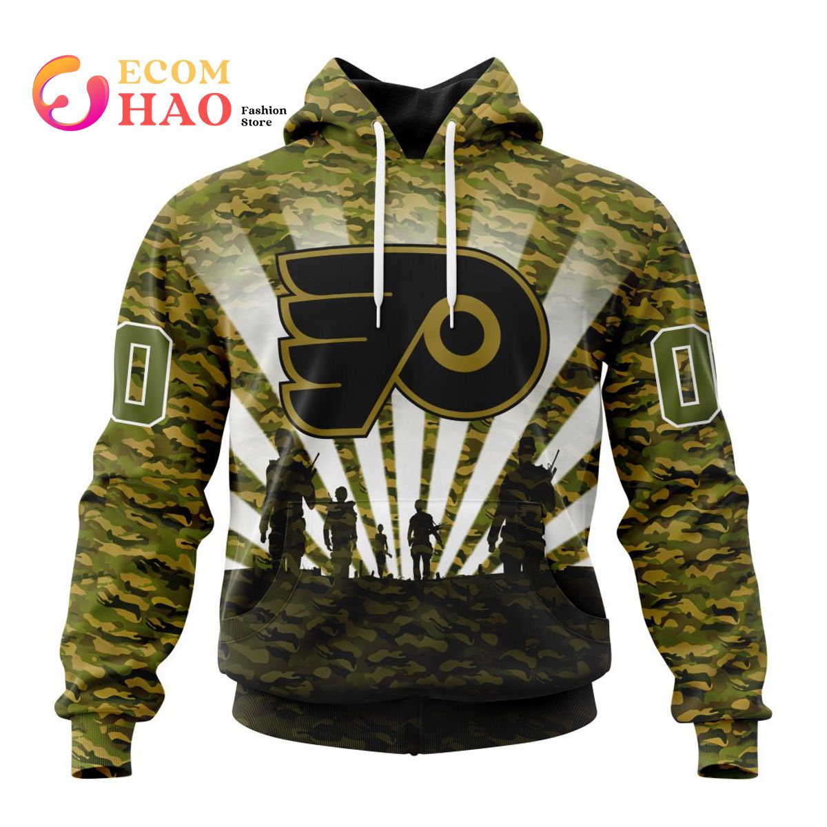 NHL Philadelphia Flyers Special Military Camo Kits For Veterans Day And Rememberance Day 3D Hoodie