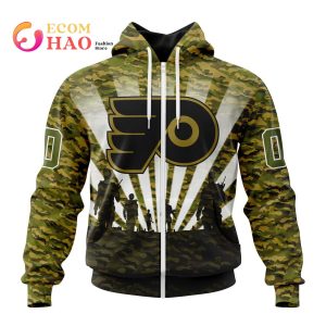 NHL Philadelphia Flyers Special Military Camo Kits For Veterans Day And Rememberance Day 3D Hoodie