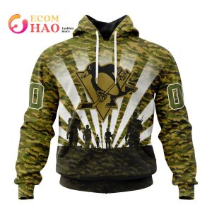 NHL Pittsburgh Penguins Special Military Camo Kits For Veterans Day And Rememberance Day 3D Hoodie