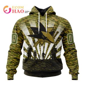 NHL San Jose Sharks Special Military Camo Kits For Veterans Day And Rememberance Day 3D Hoodie