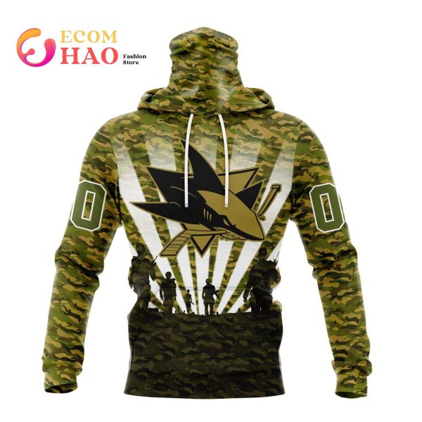 NHL San Jose Sharks Special Military Camo Kits For Veterans Day And Rememberance Day 3D Hoodie
