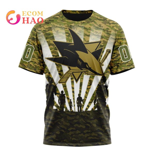 NHL San Jose Sharks Special Military Camo Kits For Veterans Day And Rememberance Day 3D Hoodie
