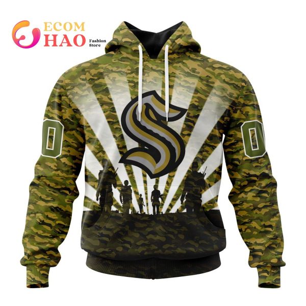 NHL Seattle Kraken Special Military Camo Kits For Veterans Day And Rememberance Day 3D Hoodie