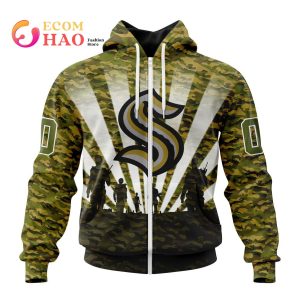 NHL Seattle Kraken Special Military Camo Kits For Veterans Day And Rememberance Day 3D Hoodie