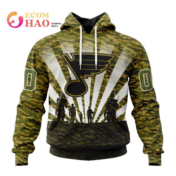 NHL St Louis Blues Special Military Camo Kits For Veterans Day And Rememberance Day 3D Hoodie