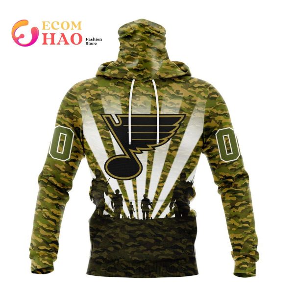 NHL St Louis Blues Special Military Camo Kits For Veterans Day And Rememberance Day 3D Hoodie