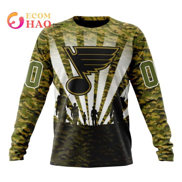 NHL St Louis Blues Special Military Camo Kits For Veterans Day And Rememberance Day 3D Hoodie