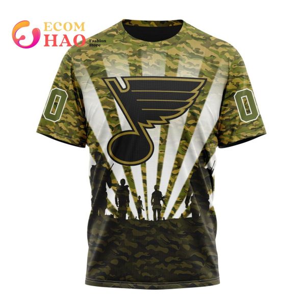 NHL St Louis Blues Special Military Camo Kits For Veterans Day And Rememberance Day 3D Hoodie