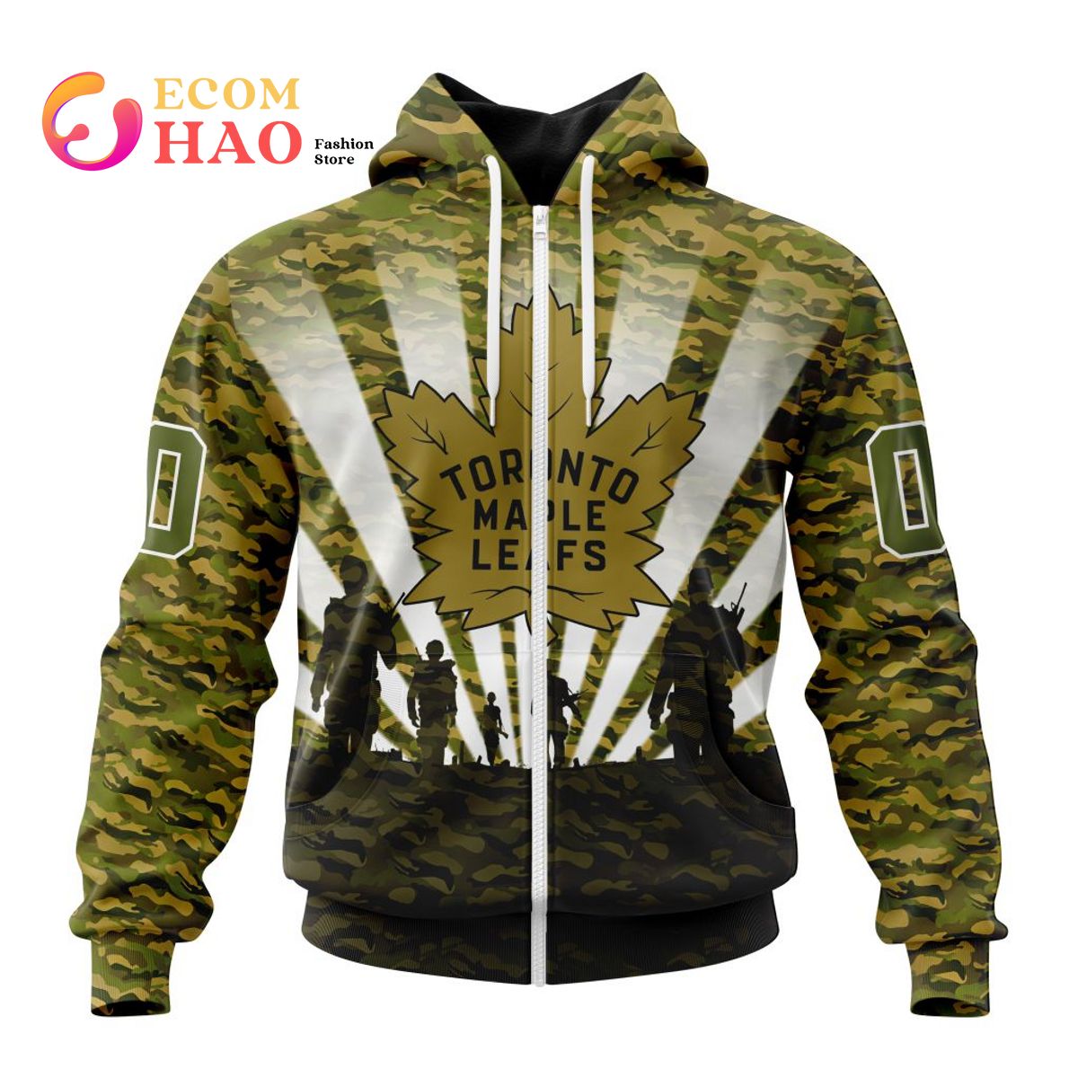 NHL Toronto Maple Leafs Special Military Camo Kits For Veterans Day And Rememberance Day 3D Hoodie