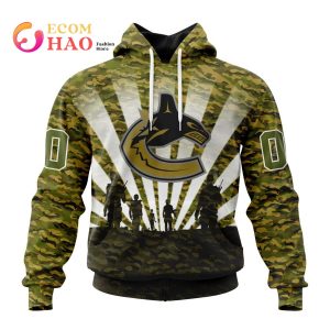 NHL Vancouver Canucks Special Military Camo Kits For Veterans Day And Rememberance Day 3D Hoodie