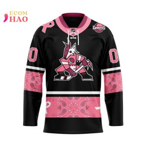 NHL Arizona Coyotes Specialized Design In Classic Style With Paisley! IN OCTOBER WE WEAR PINK BREAST CANCER 3D Hockey Jersey