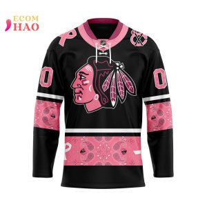 NHL Chicago BlackHawks Specialized Design In Classic Style With Paisley! IN OCTOBER WE WEAR PINK BREAST CANCER 3D Hockey Jersey