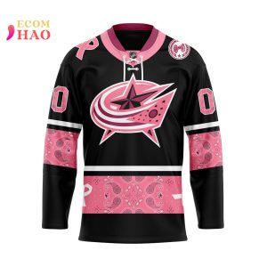 NHL Columbus Blue Jackets Specialized Design In Classic Style With Paisley! IN OCTOBER WE WEAR PINK BREAST CANCER 3D Hockey Jersey