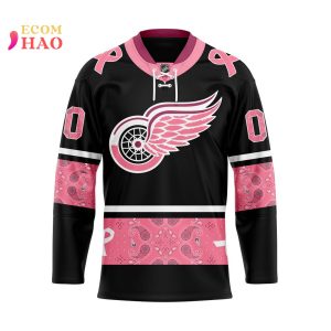 NHL Detroit Red Wings Specialized Design In Classic Style With Paisley! IN OCTOBER WE WEAR PINK BREAST CANCER 3D Hockey Jersey