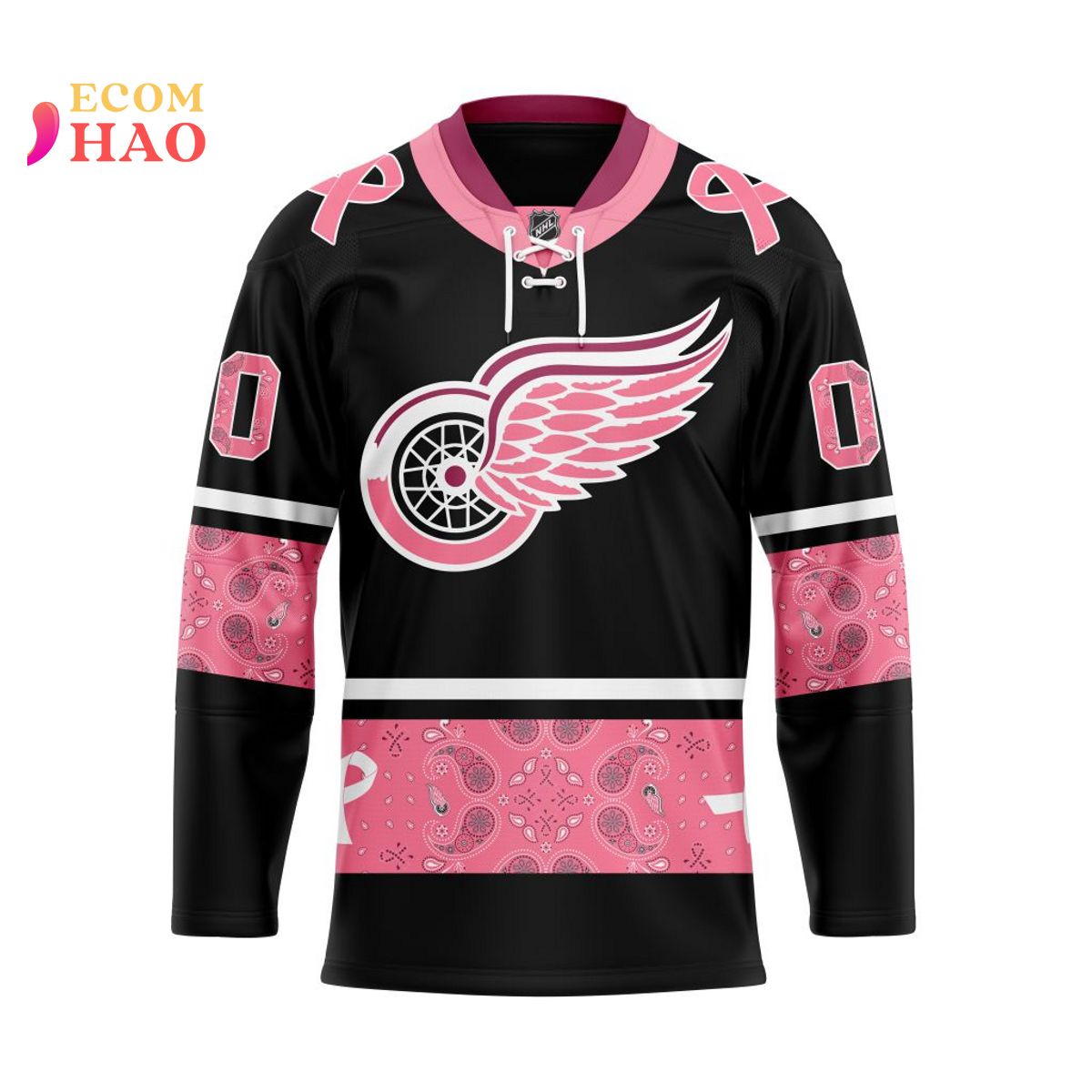 The Detroit Red Wings jersey on display at NHL store – Stock