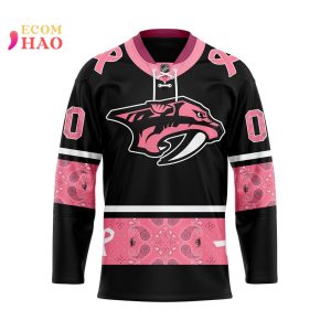 NHL Nashville Predators Specialized Design In Classic Style With Paisley! IN OCTOBER WE WEAR PINK BREAST CANCER 3D Hockey Jersey