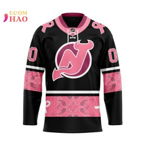 NHL New Jersey Devils Specialized Design In Classic Style With Paisley! IN OCTOBER WE WEAR PINK BREAST CANCER 3D Hockey Jersey