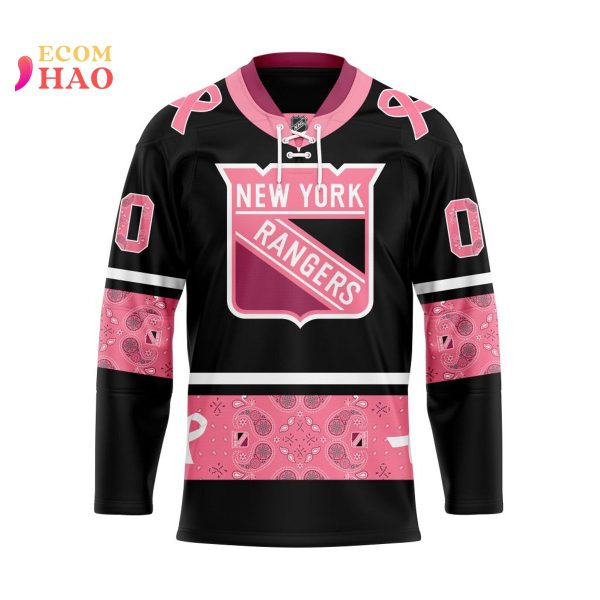 NHL New York Rangers Specialized Design In Classic Style With Paisley! IN OCTOBER WE WEAR PINK BREAST CANCER 3D Hockey Jersey