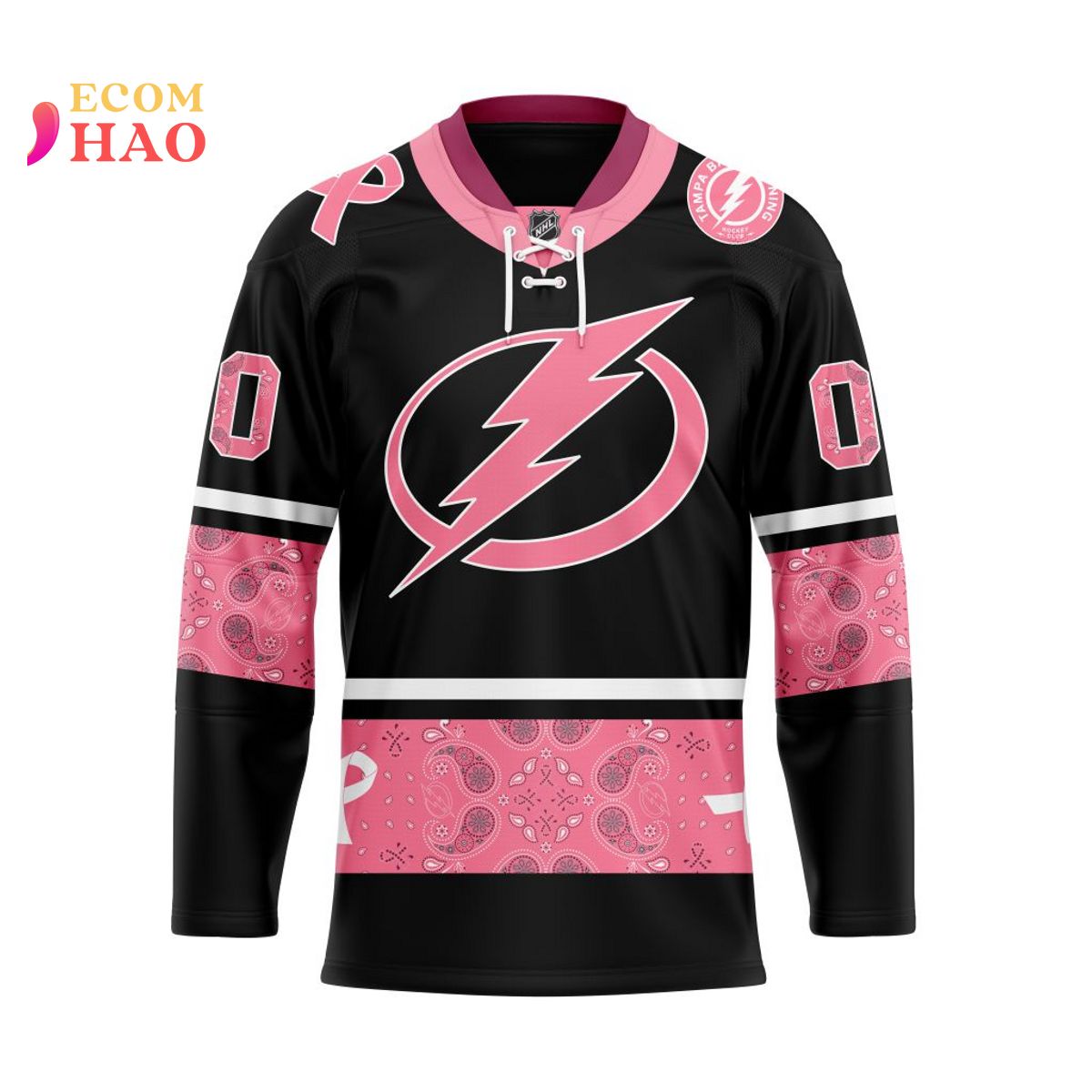 NHL Tampa Bay Lightning Specialized Design In Classic Style With Paisley!  IN OCTOBER WE WEAR PINK BREAST CANCER 3D Hockey Jersey - Ecomhao Store